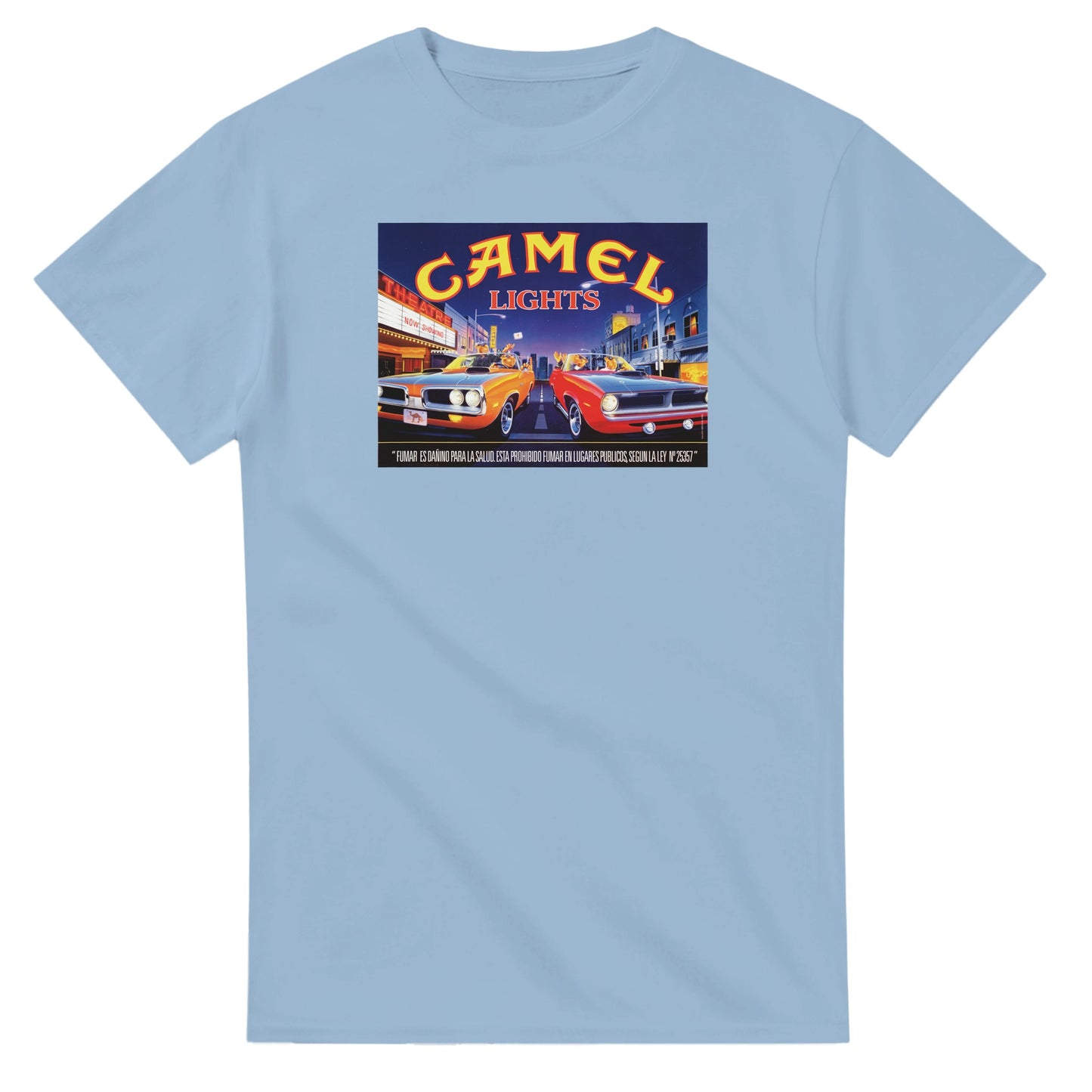 Vintage-style Joe Camel 'Street Race' T-Shirt featuring retro 90s cigarette mascot graphic. Classic throwback design on a soft cotton tee, perfect for nostalgia lovers.