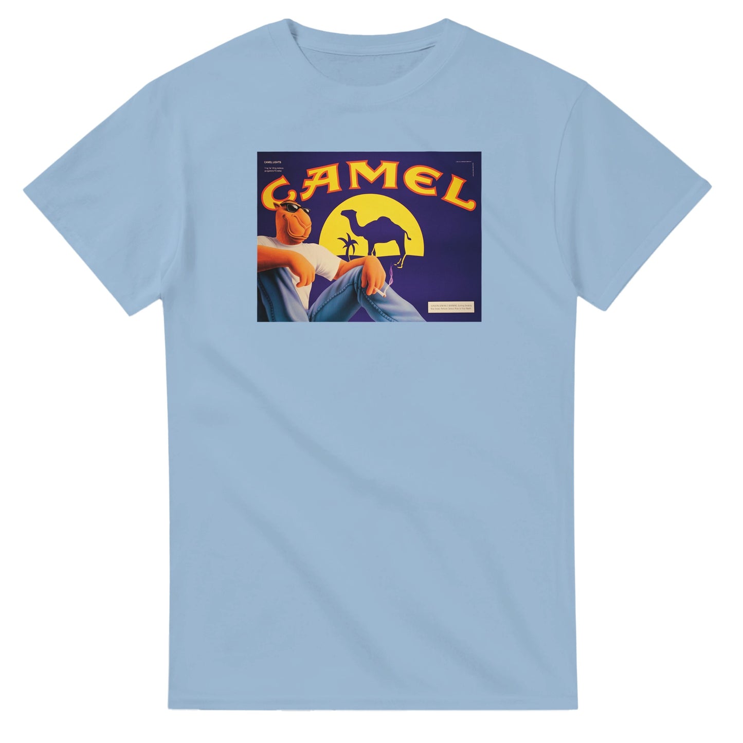 Vintage-style Joe Camel 'Cool Camel' T-Shirt featuring retro 90s cigarette mascot graphic. Classic throwback design on a soft cotton tee, perfect for nostalgia lovers.