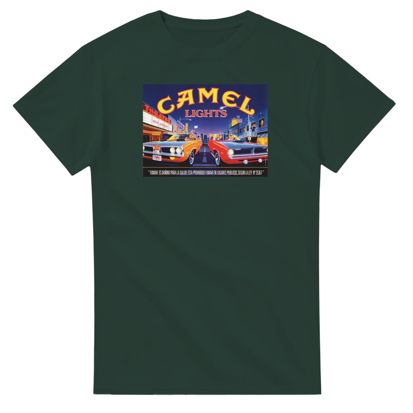 Vintage-style Joe Camel 'Street Race' T-Shirt featuring retro 90s cigarette mascot graphic. Classic throwback design on a soft cotton tee, perfect for nostalgia lovers.