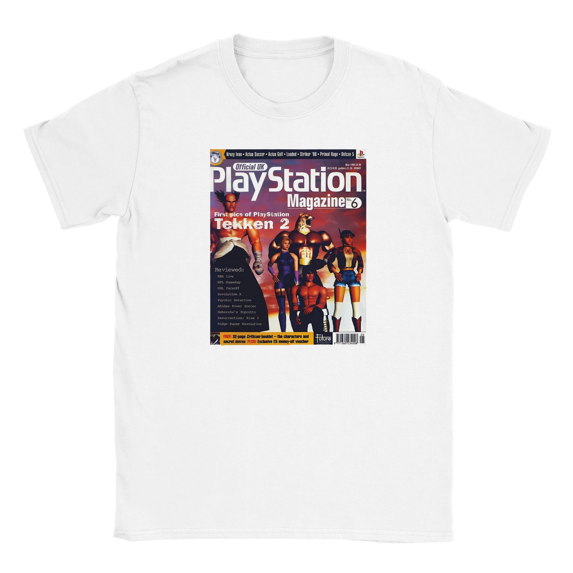 Retro Style Tekken 2 PS Magazine Vintage Gaming T-shirt gaming t-shirt featuring classic arcade-inspired design. Perfect for vintage gamers and nostalgia lovers, printed on a soft, high-quality cotton tee.