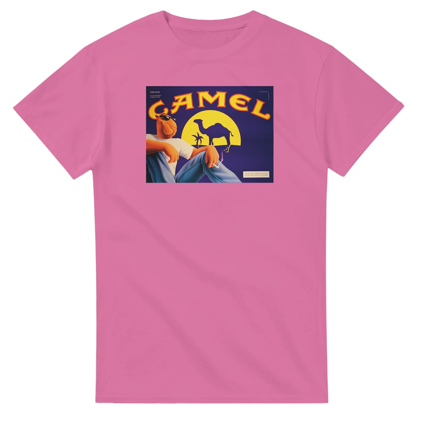 Vintage-style Joe Camel 'Cool Camel' T-Shirt featuring retro 90s cigarette mascot graphic. Classic throwback design on a soft cotton tee, perfect for nostalgia lovers.