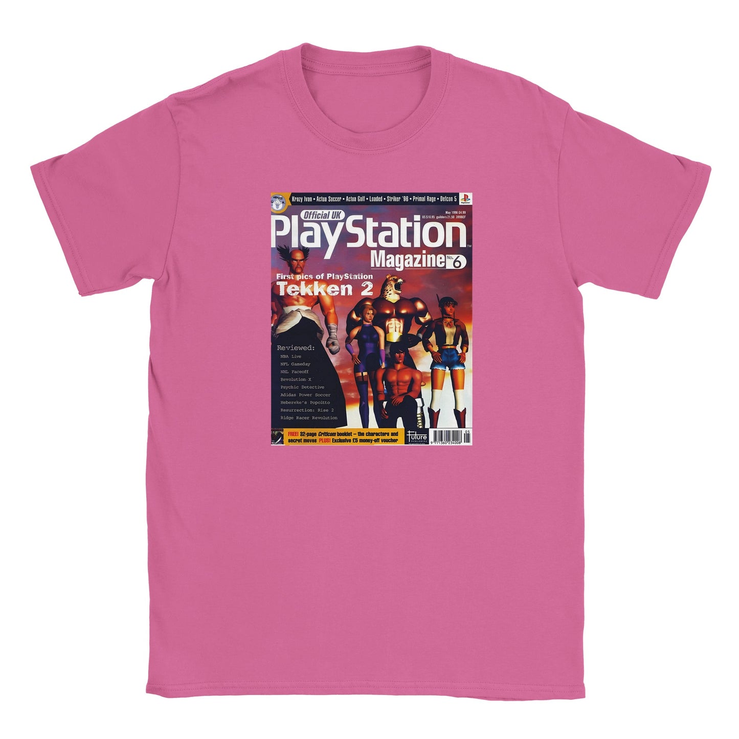 Retro Style Tekken 2 PS Magazine Vintage Gaming T-shirt gaming t-shirt featuring classic arcade-inspired design. Perfect for vintage gamers and nostalgia lovers, printed on a soft, high-quality cotton tee.