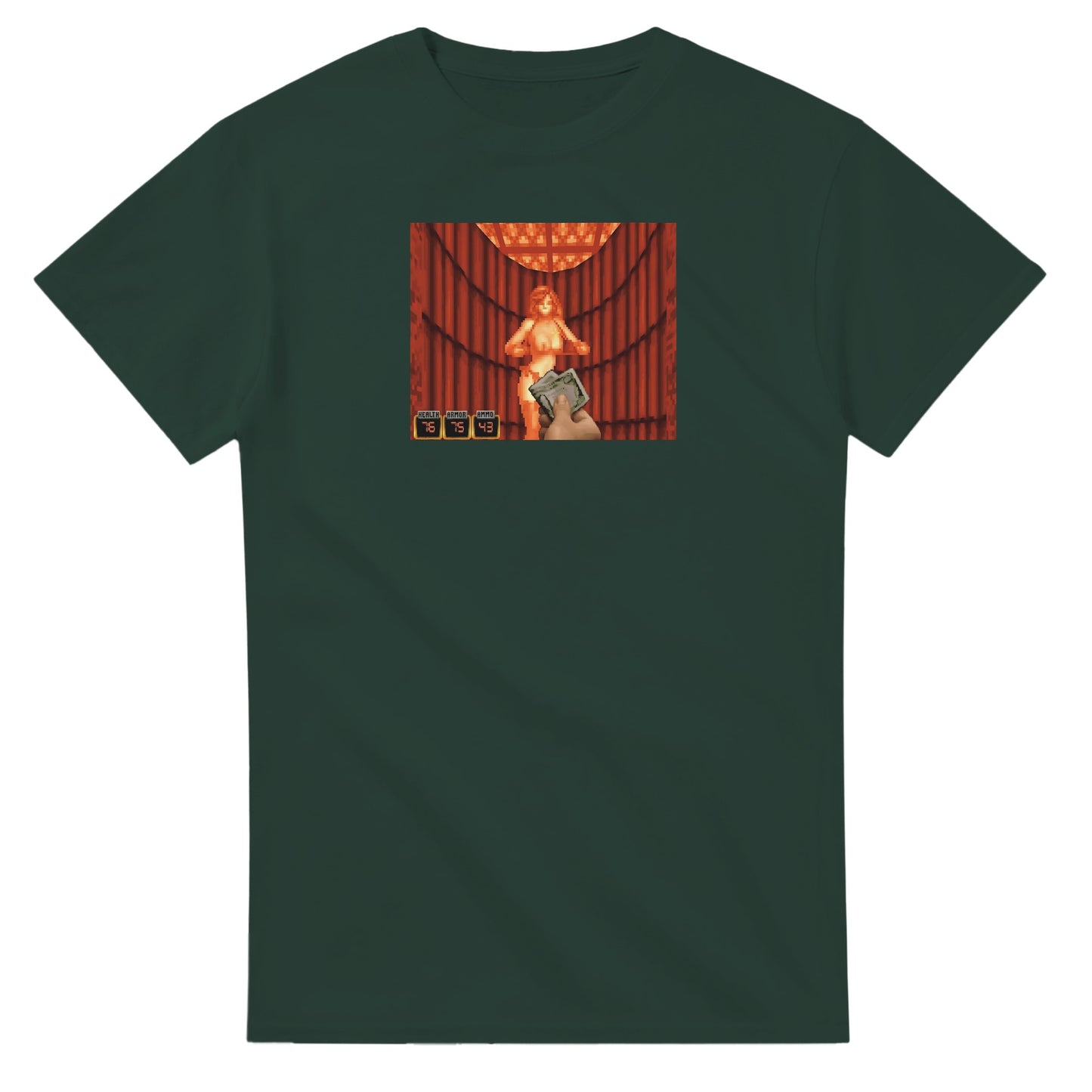 Retro Style Duke Nukem 'Tip the stripper' T-Shirt gaming t-shirt featuring classic arcade-inspired design. Perfect for vintage gamers and nostalgia lovers, printed on a soft, high-quality cotton tee.