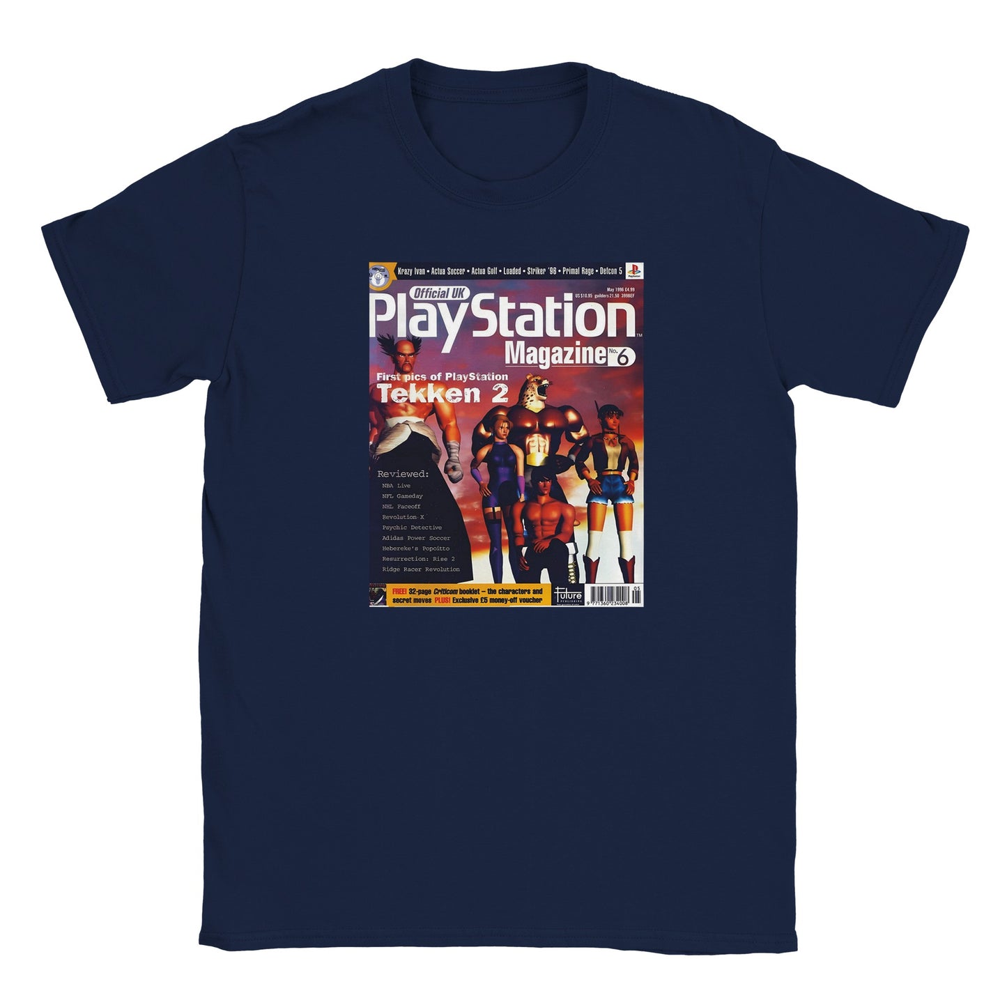 Retro Style Tekken 2 PS Magazine Vintage Gaming T-shirt gaming t-shirt featuring classic arcade-inspired design. Perfect for vintage gamers and nostalgia lovers, printed on a soft, high-quality cotton tee.