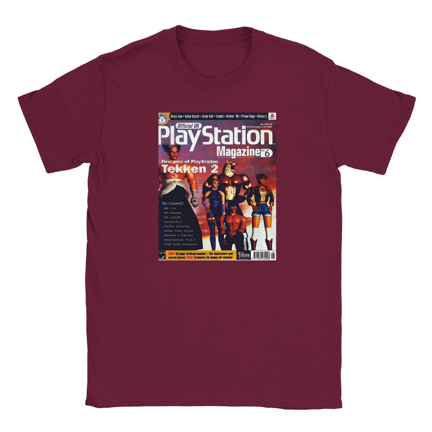 Retro Style Tekken 2 PS Magazine Vintage Gaming T-shirt gaming t-shirt featuring classic arcade-inspired design. Perfect for vintage gamers and nostalgia lovers, printed on a soft, high-quality cotton tee.